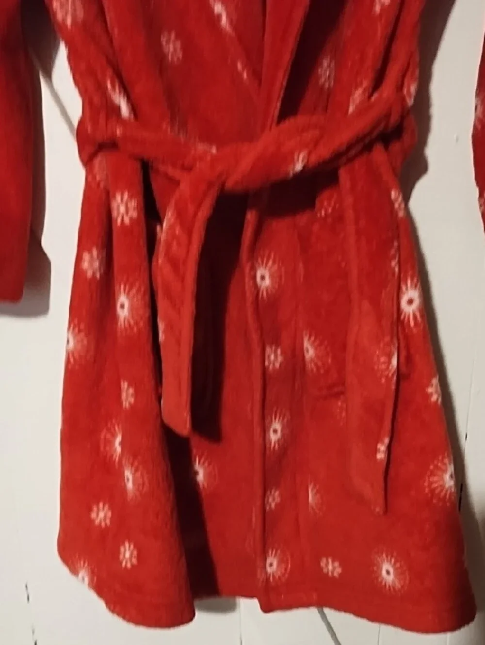 Cat & Jack Red Plush Robe Coat with Shawl Collar Unisex 10-12 Like New